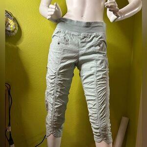 Wearables (XCVI) Light Blue-Green Ruffled Capris with Waistband